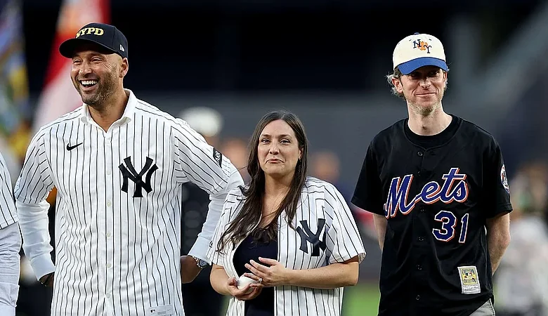 Yankees honran a las víctimas del 11-S con emotivo reencuentro entre Derek Jeter y Brielle Saracini