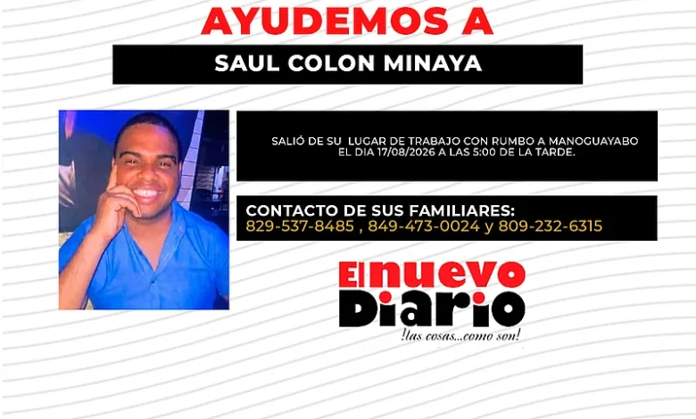 Piden ayuda para localizar a Saúl Colón Minaya, desaparecido desde el lunes en Manoguayabo