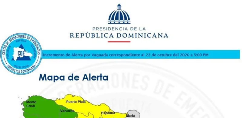 COE eleva a 25 las comunidades en alerta: 7 en amarilla y 18 en verde por vaguada