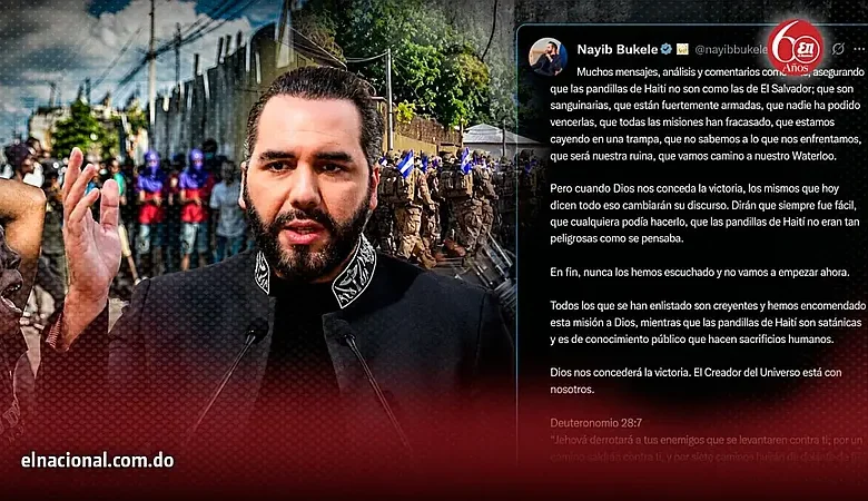 Bukele desafía críticas y afirma que Dios dará victoria contra pandillas haitianas