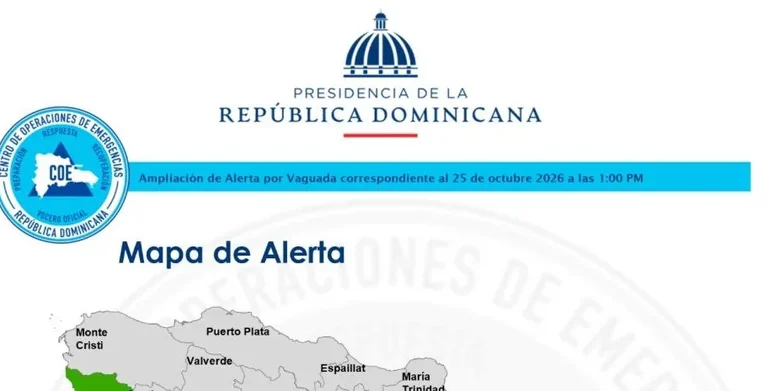 COE eleva a 16 las provincias en alerta por vaguada; el Sur en amarillo