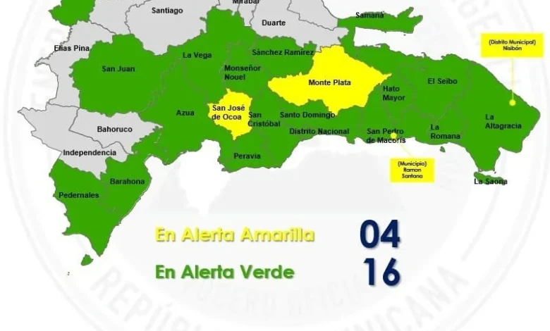 Barahona y Pedernales pasan a alerta verde, pero el COE advierte lluvias fuertes esta tarde